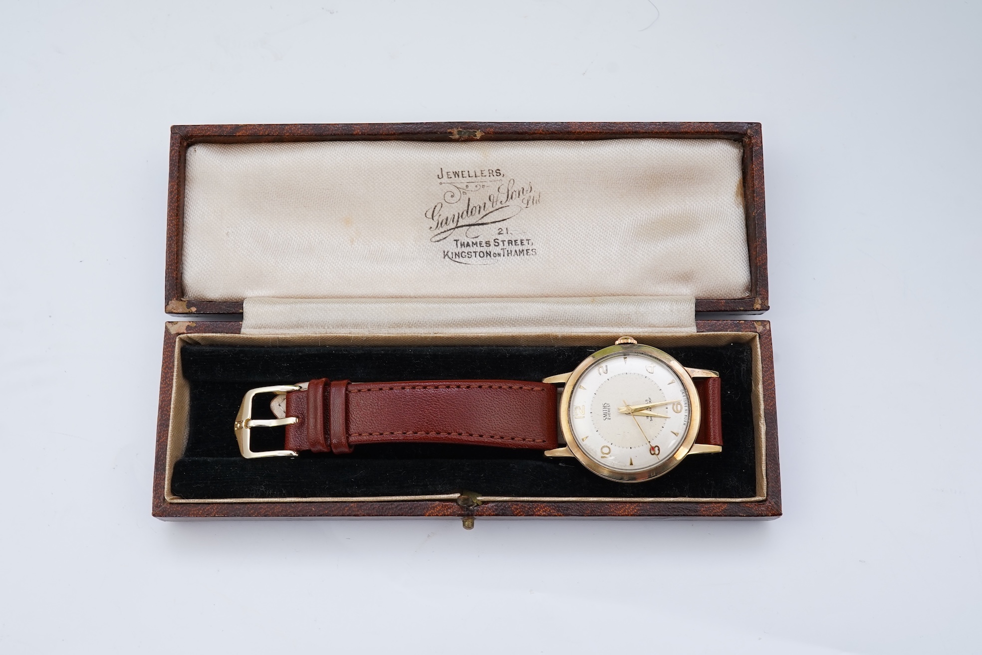A gentleman's 1950's? 9ct gold Smiths Everest manual wind wrist watch